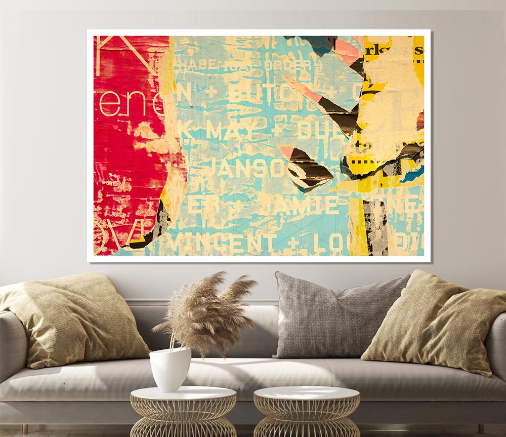Abstract Textured Text Print Poster Wall Art