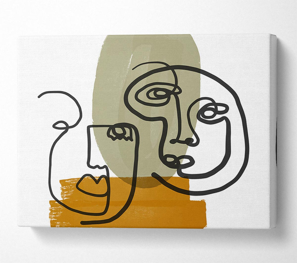Picture of Two Abstract Line Drawing Faces Canvas Print Wall Art