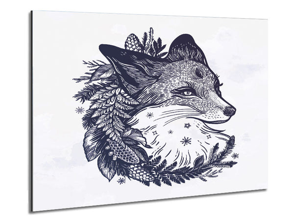 The Floral Fox Metal Print
