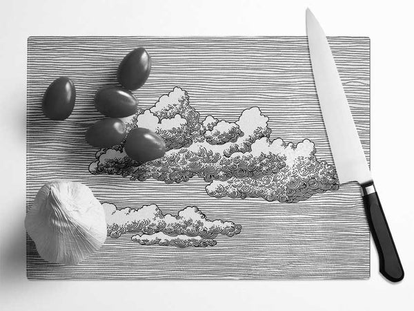 Lines Behind The Clouds Glass Chopping Board