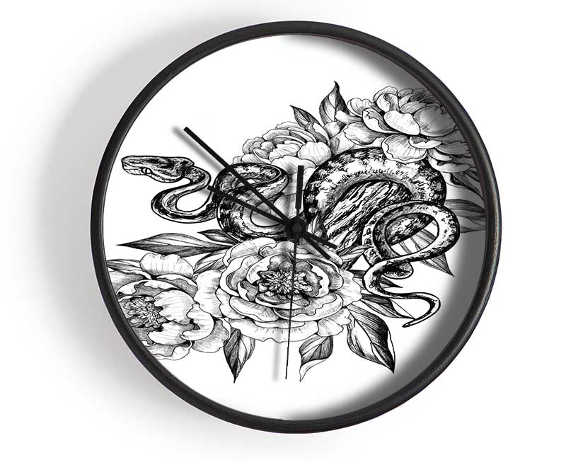 Snake Round The Flowers Clock - Wallart-Direct UK