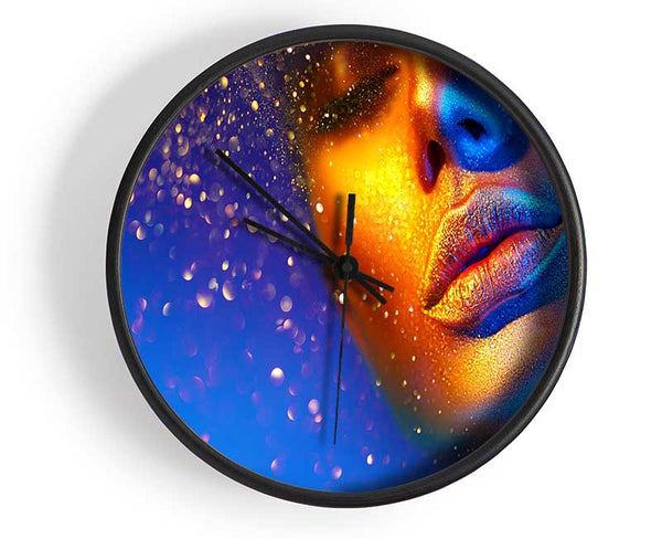 Gold And Blue Face Clock - Wallart-Direct UK