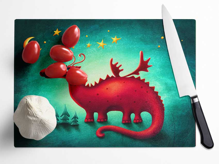 The Red Dragon Beneath The Moon Glass Chopping Board