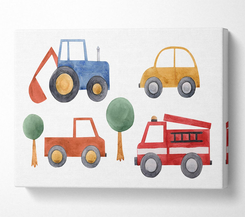 Picture of Childrens Vehicle Collection Canvas Print Wall Art