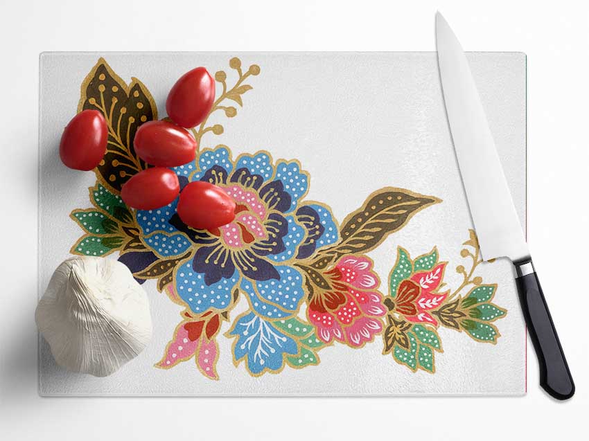 Indian Flower Beauty Glass Chopping Board