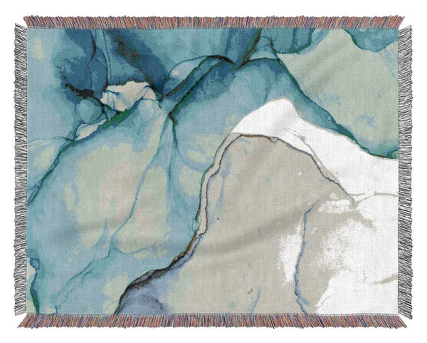 Flow Of Green To Blue Liquid Woven Blanket