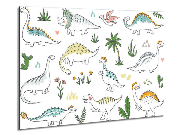 The Dino Pattern Metal Print