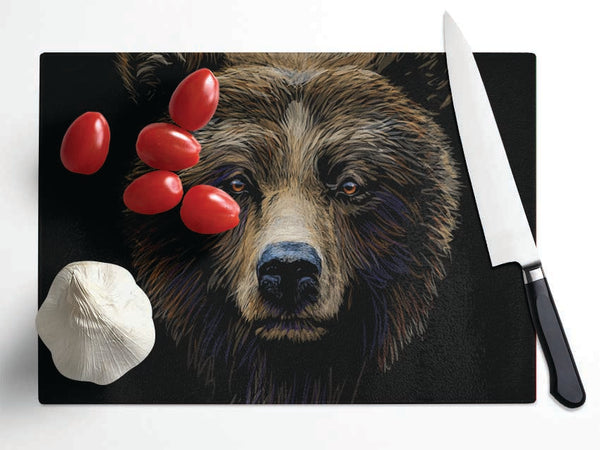 Big Scary Bear Face Glass Chopping Board