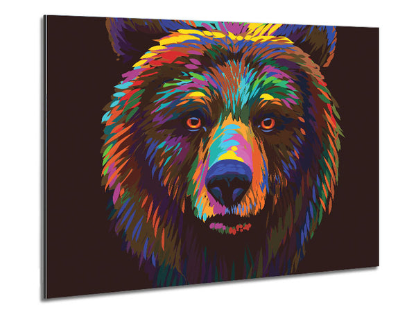 Vibrant Bear Face Metal Print
