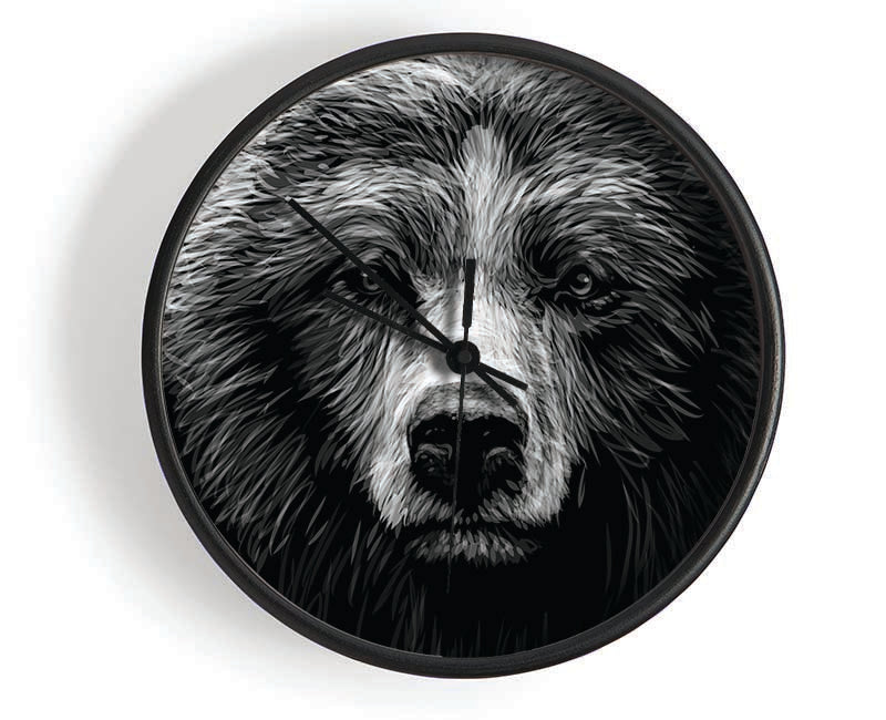 Black And White Bear Face Clock - Wallart-Direct UK