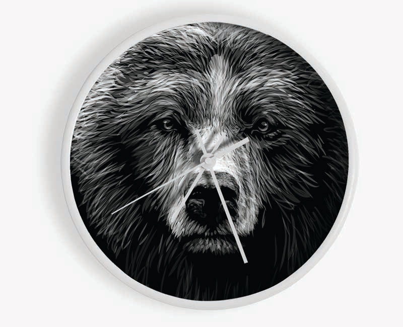 Black And White Bear Face Clock - Wallart-Direct UK