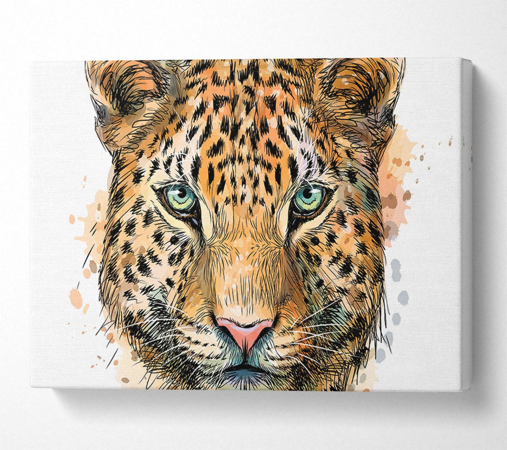 Picture of Leopard Face Watercolour Canvas Print Wall Art