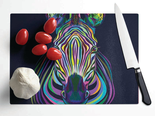 Stunning Zebra Vibrant Glass Chopping Board