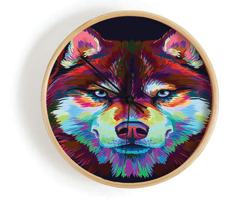 Vibrant Wolf Blues Clock - Wallart-Direct UK