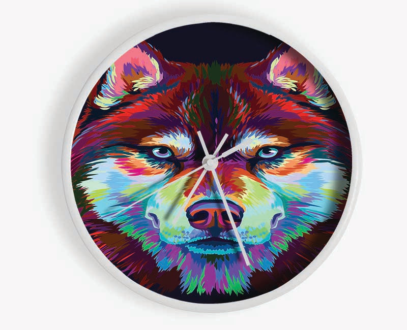 Vibrant Wolf Blues Clock - Wallart-Direct UK
