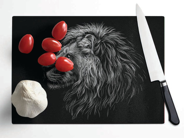 Side View Lion Glass Chopping Board
