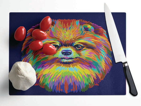 Big Fluffy Pomeranian Glass Chopping Board
