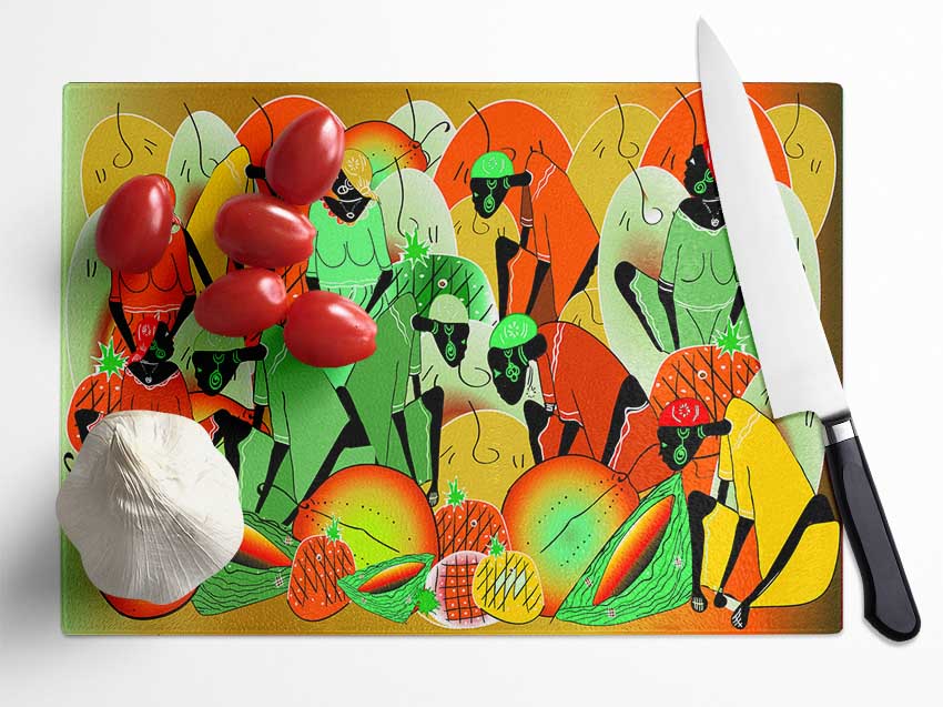 The Vibrant Tribe Glass Chopping Board