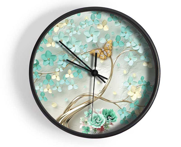 The Silver Branch Butterfly Clock - Wallart-Direct UK