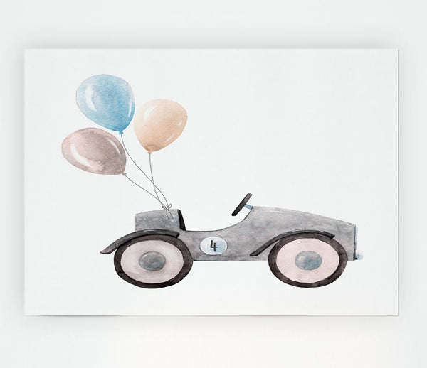 Balloon Car Print Poster Wall Art