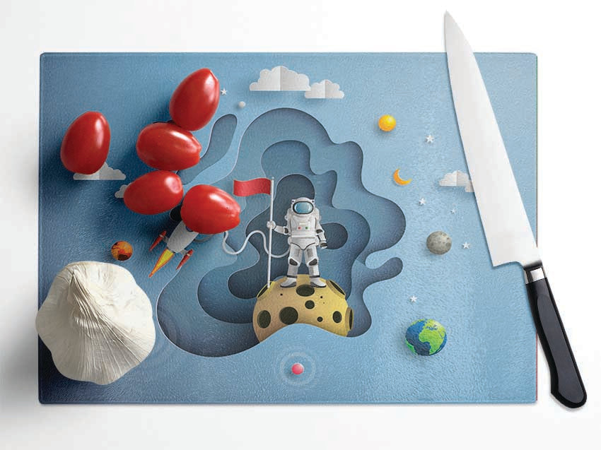 The Outer Space Adventure Glass Chopping Board