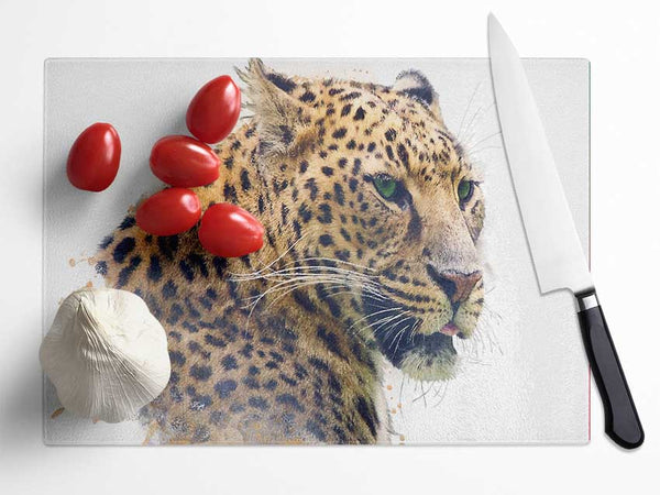 Watercolor Splash Leopard Glass Chopping Board