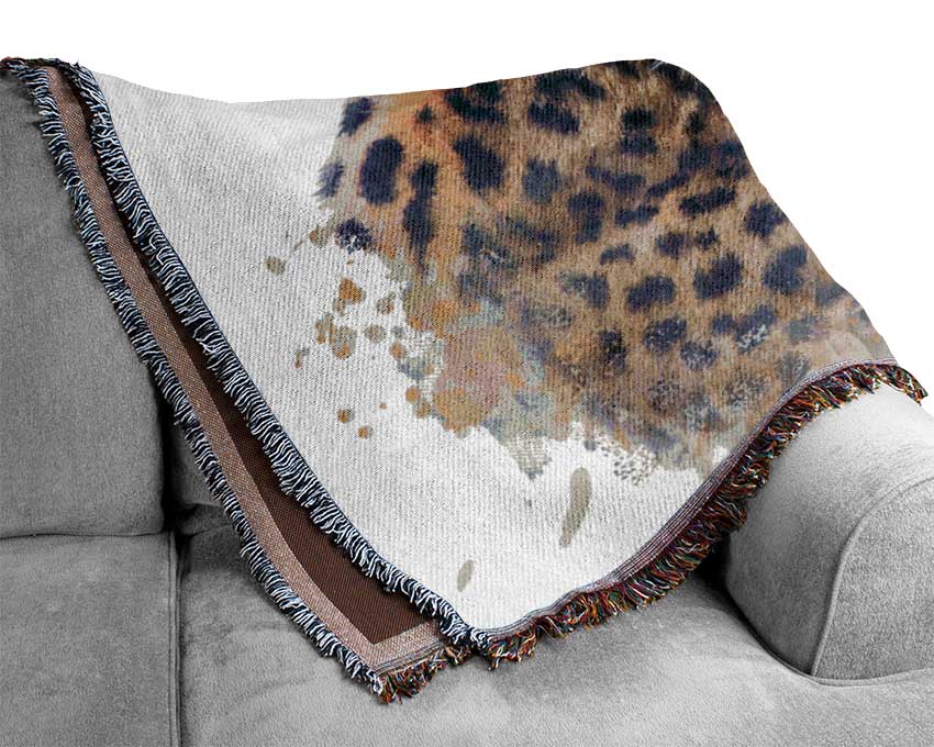 Watercolor Splash Leopard Woven Blanket