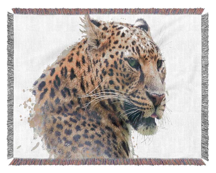 Watercolor Splash Leopard Woven Blanket