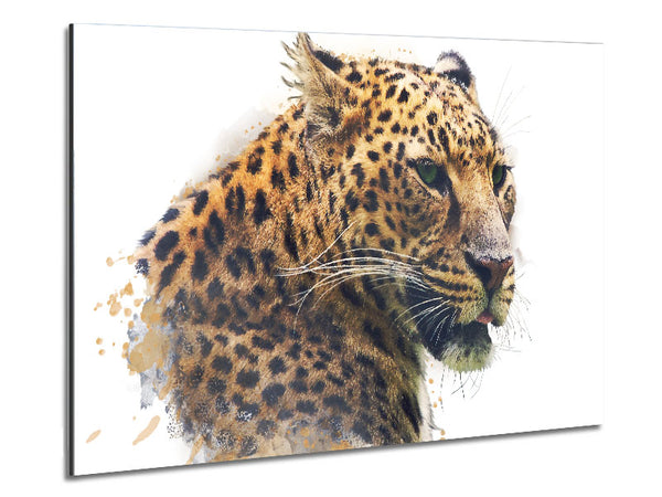 Watercolor Splash Leopard Metal Print