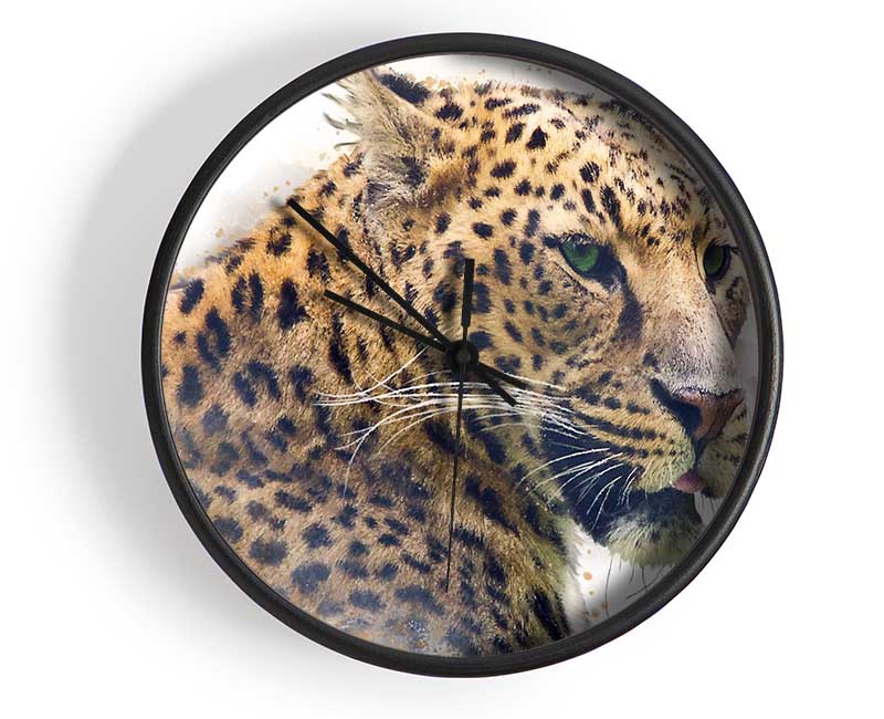 Watercolor Splash Leopard Clock - Wallart-Direct UK