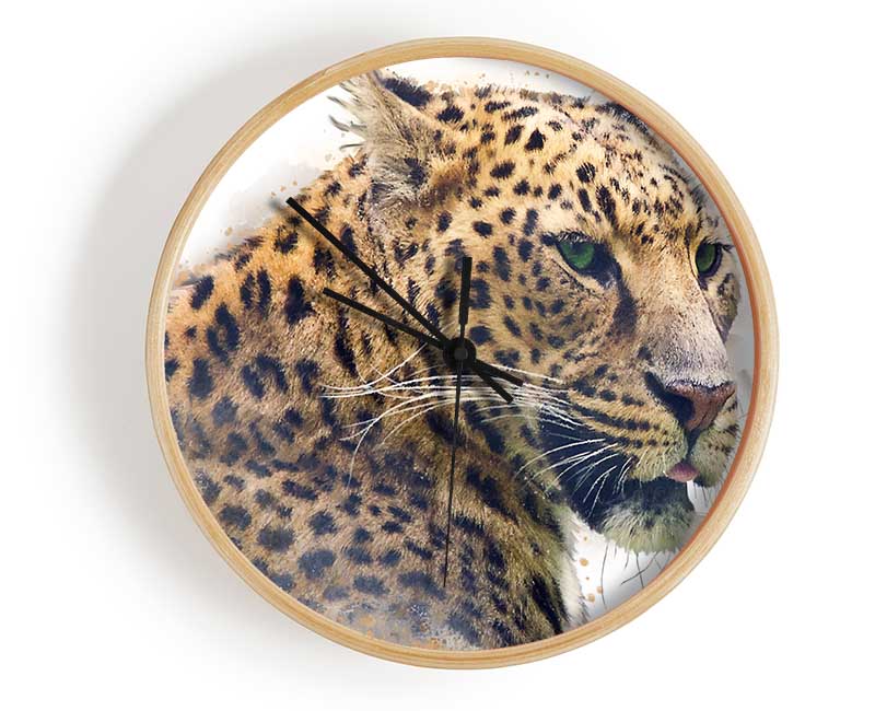 Watercolor Splash Leopard Clock - Wallart-Direct UK