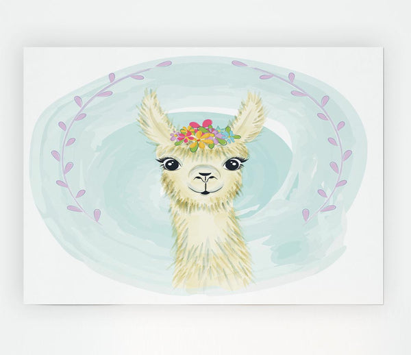 Llama Floral Head Print Poster Wall Art