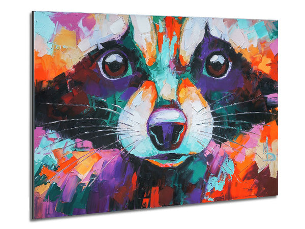 Racoon Vivid Face Metal Print