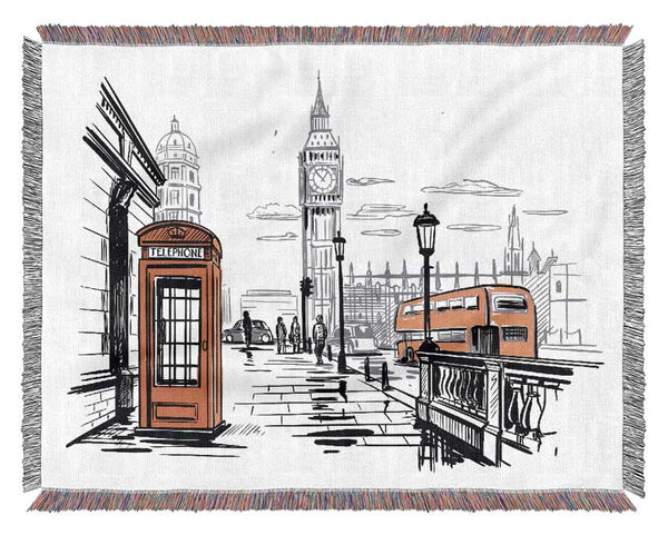 Sketchy London Town Woven Blanket