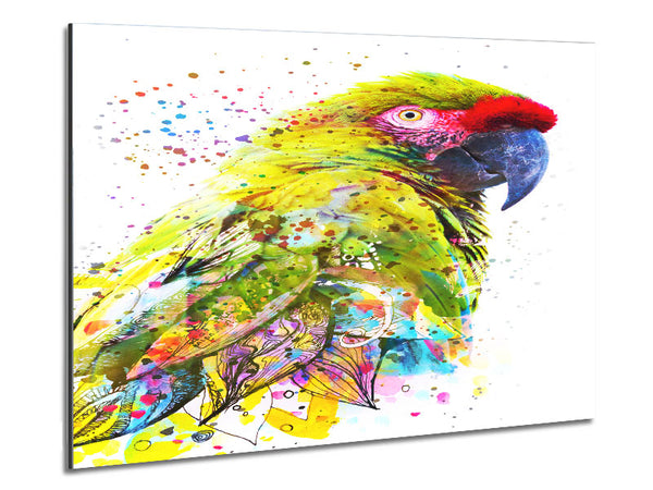 The Green Parrot Splatter Metal Print