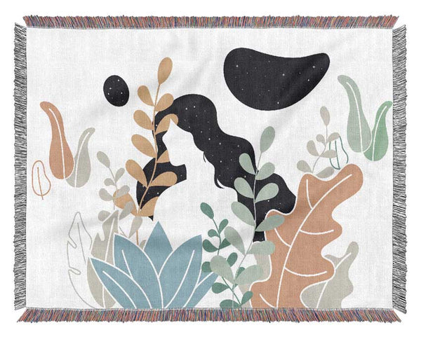 Modern Woman And Shapes Woven Blanket
