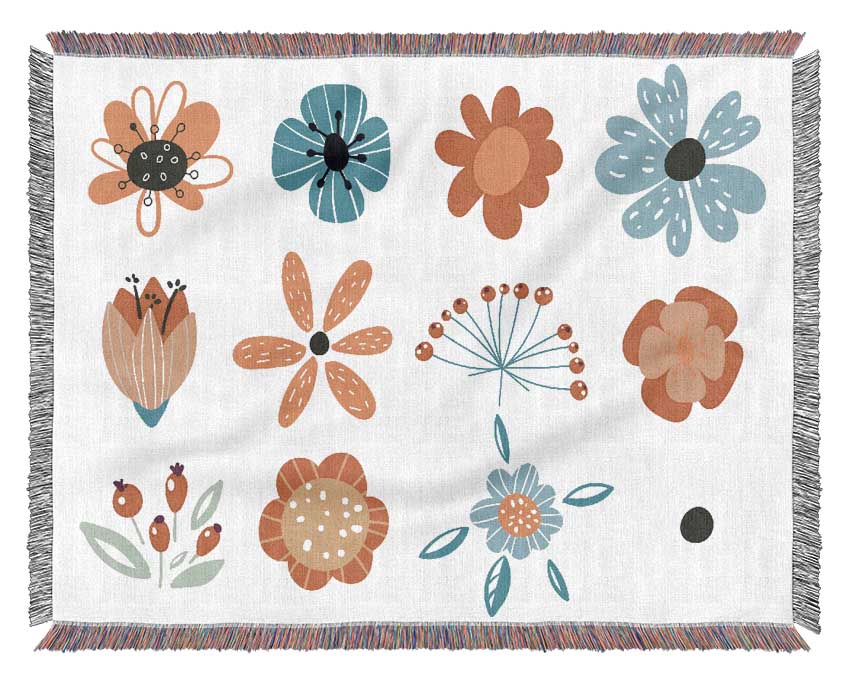 Twelve Summer Flowers Woven Blanket