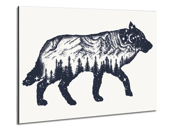 The Fox At Night Sky Metal Print