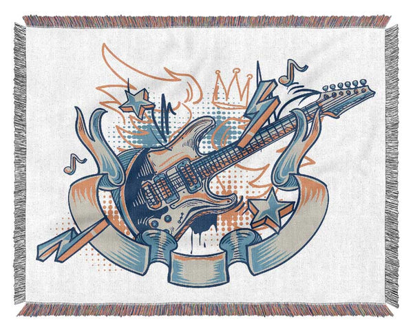 Shredding Guitar Zeros And Ones Woven Blanket