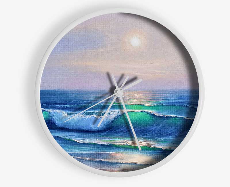 The Waves At Dusk Clock - Wallart-Direct UK