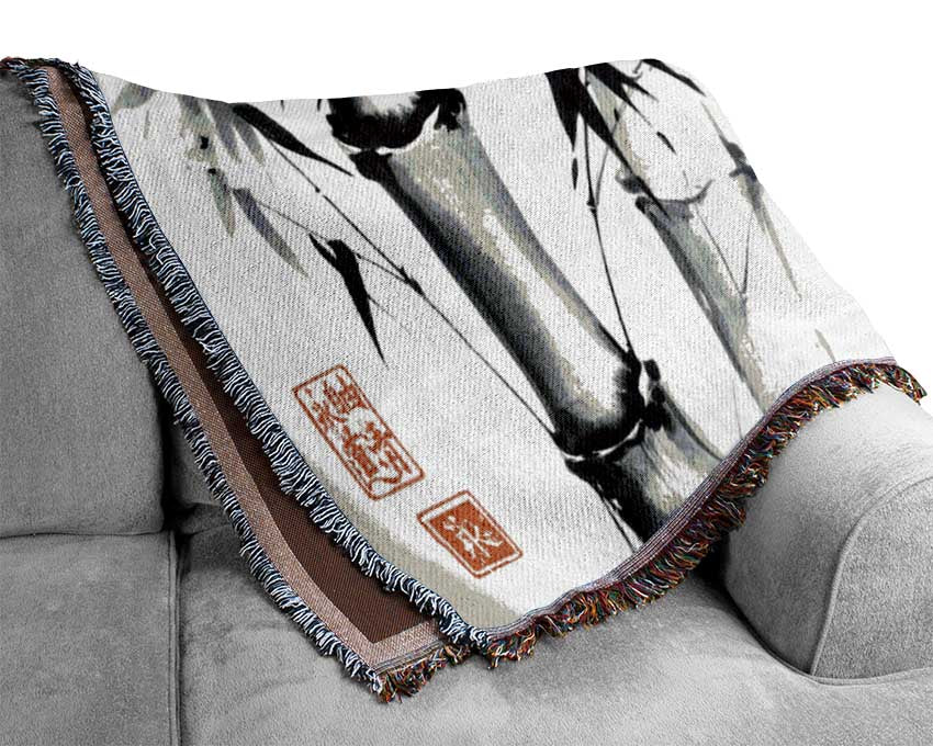 The Bamboo Branch Grey Woven Blanket
