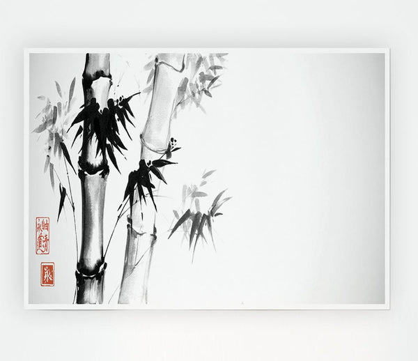 The Bamboo Branch Grey Print Poster Wall Art