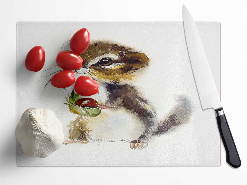 Cute Little Chipmunk Glass Chopping Board