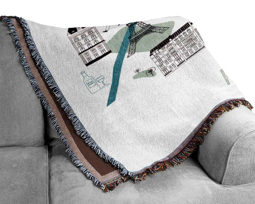 Little Map Of Paris Woven Blanket