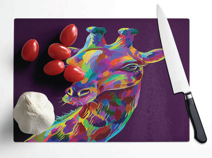 Beautiful Giraffe Glass Chopping Board