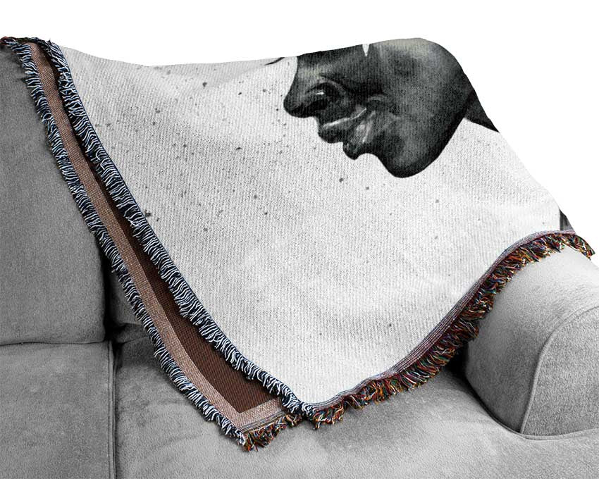 Ink Drawing Face Woven Blanket