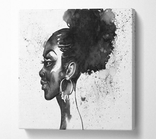 A Square Canvas Print Showing Ink Drawing Face Square Wall Art