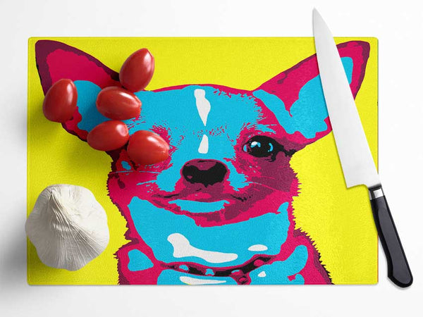 The Pop Art Chihuahua Glass Chopping Board
