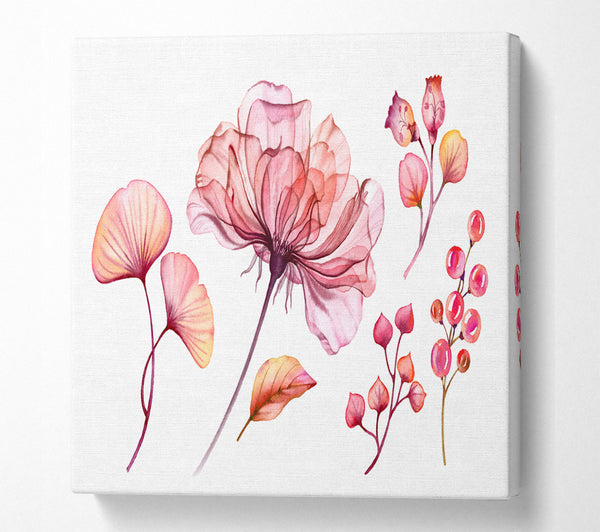 A Square Canvas Print Showing Pink Flower Madness Square Wall Art