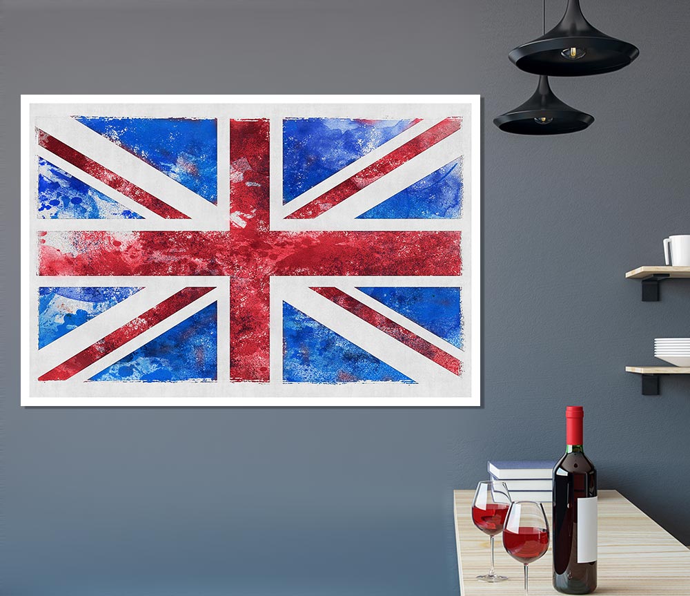 Union Jack Washed Out Print Poster Wall Art